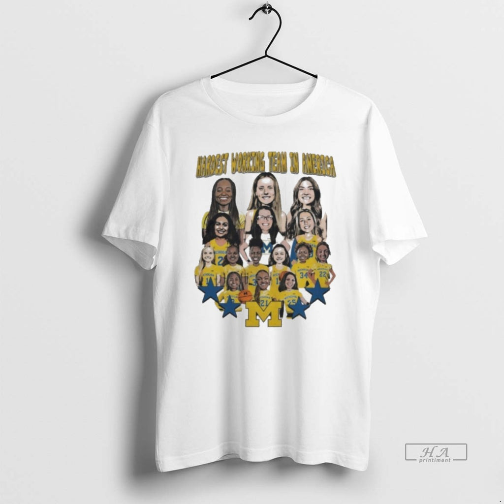 Trendy Michigan Wolverines Womens Basketball Hardest Working Team In America Cartoon Players