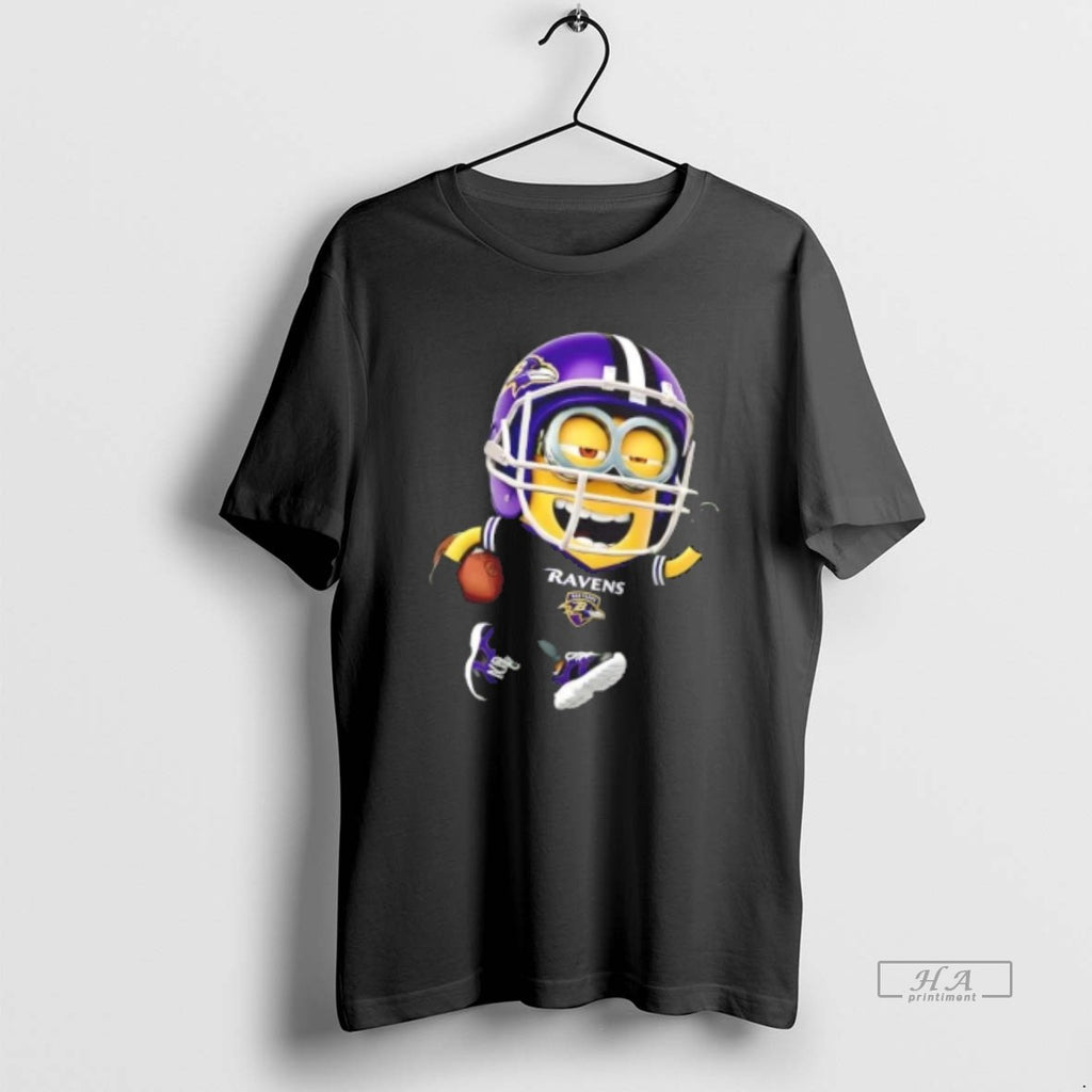 Trendy Minions Is Holding A Ball And Smiling At Baltimore Ravens