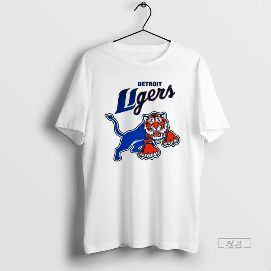Trendy October In Detroit Lions And Detroit Tigers Mens White Tee