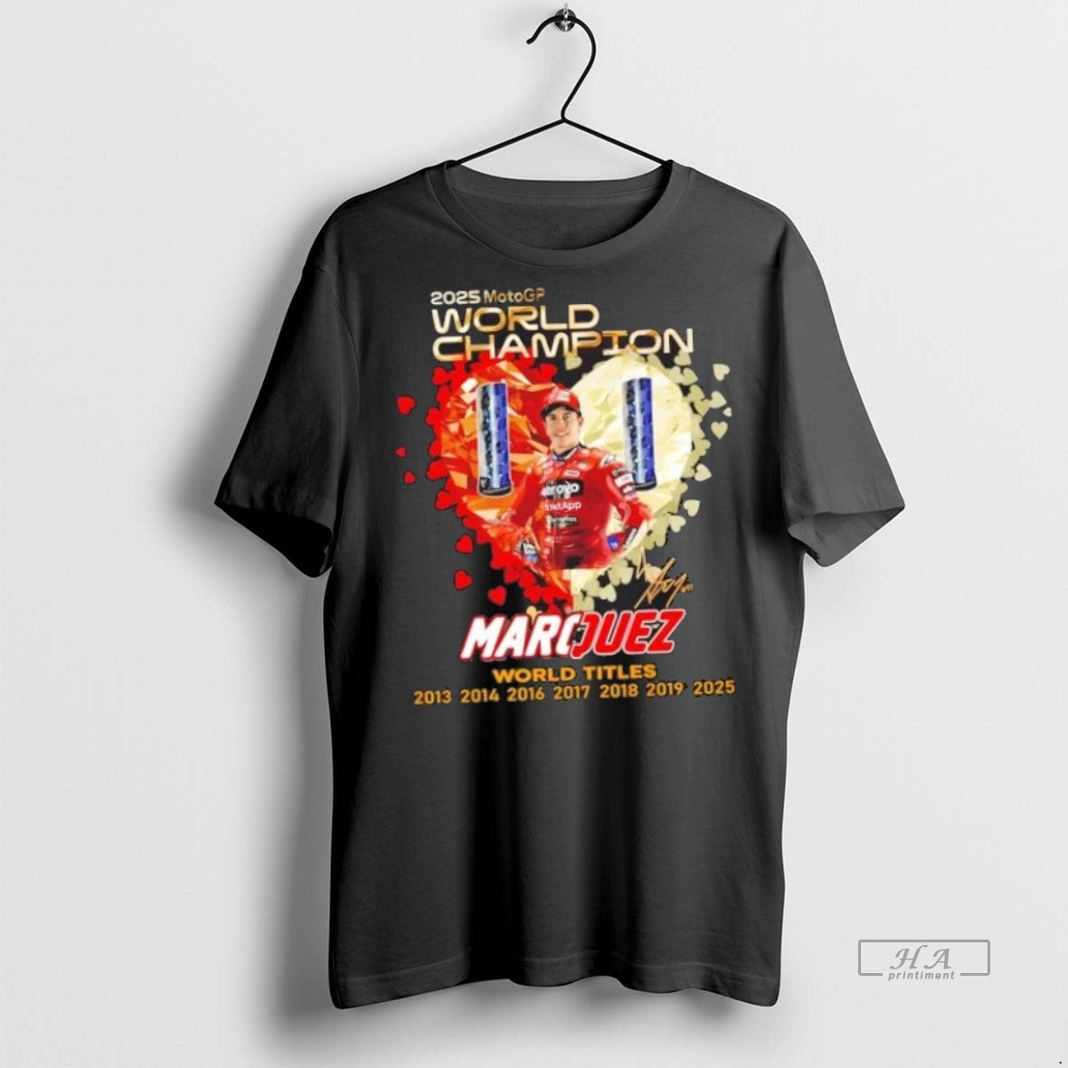 Trendy Official 2025 Motogp World Champion Marc Marquez World Titles Diamond Heart Tee Sweater