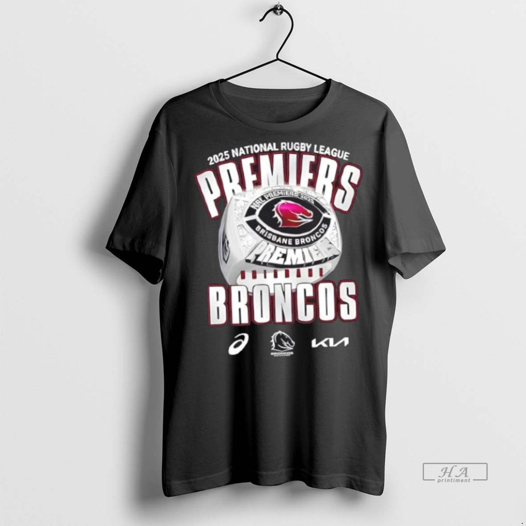 Trendy Official 2025 National Rugby League Premiers Brisbane Broncos Logo 2 Sided Tee Sweater