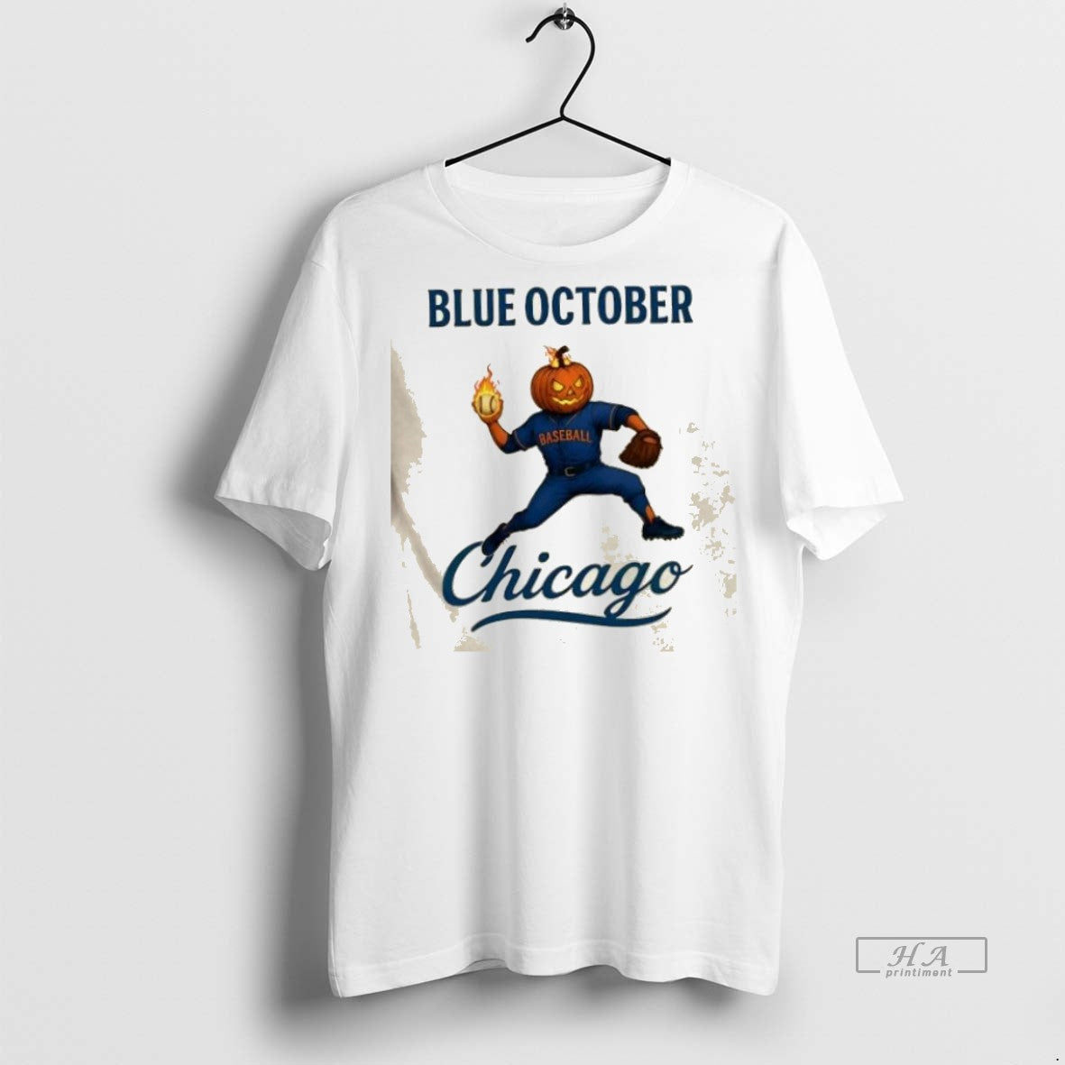 Trendy Official Blue October Chicago Cubs Pumpkin Happy Halloween Tee Sweater