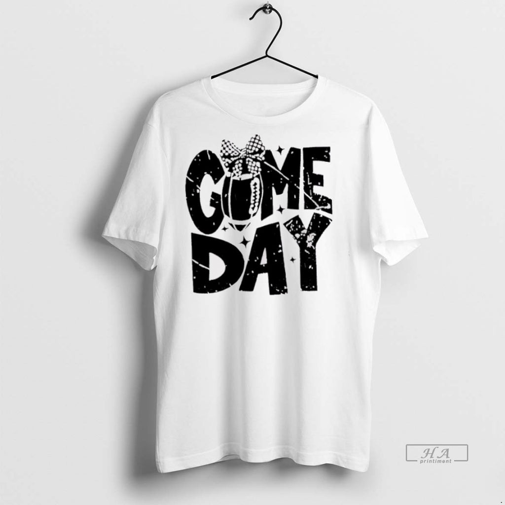 Trendy Official Checkered Bow Football Game Day Tee Sweater