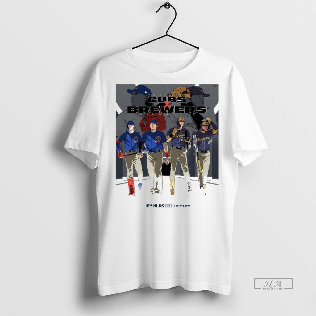 Trendy Official Chicago Cubs Vs Milwaukee Brewers 2025 Mlb National League Division Series Art Tee