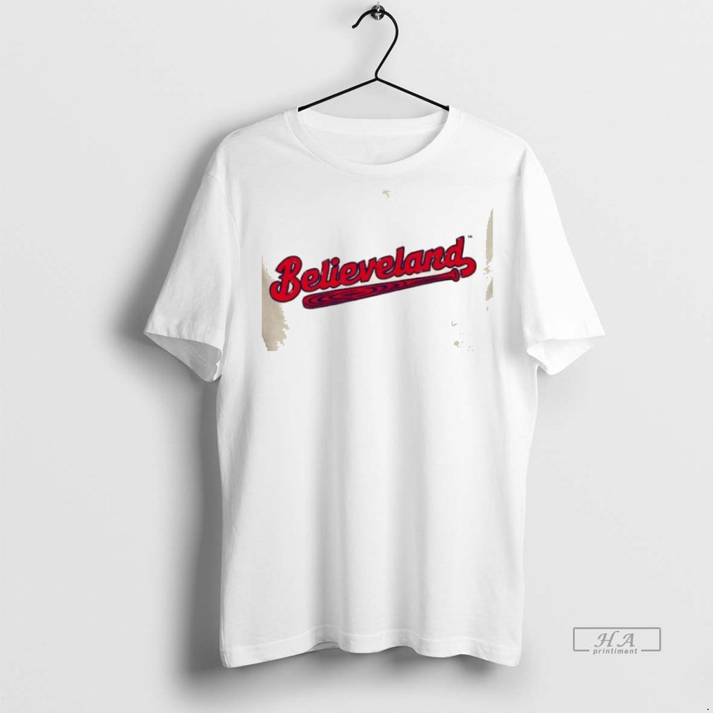 Trendy Official Cleveland Guardians Believeland Baseball Script Tee Sweater