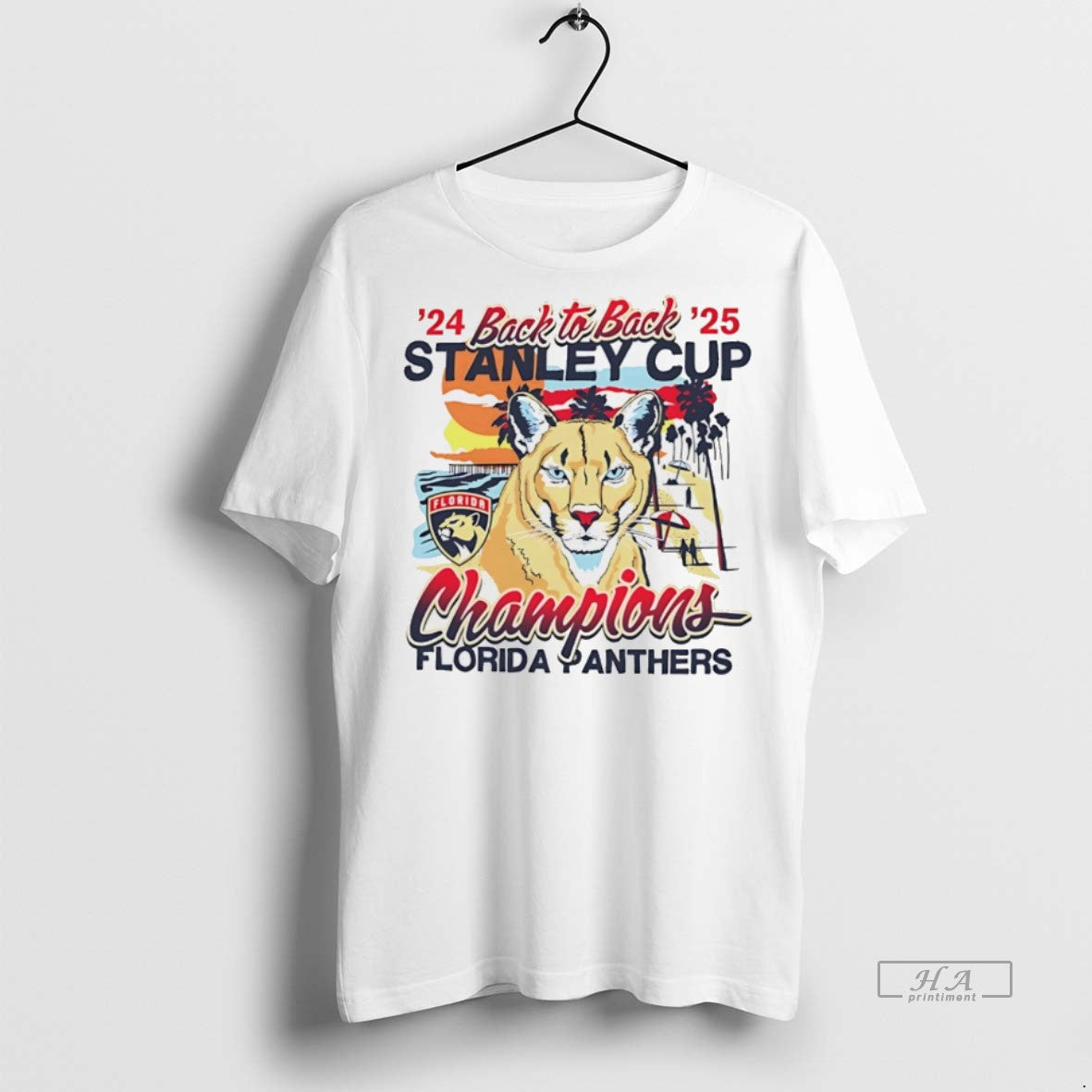 Trendy Official Florida Panthers Back To Back Florida Sunset Vintage Tee Sweater