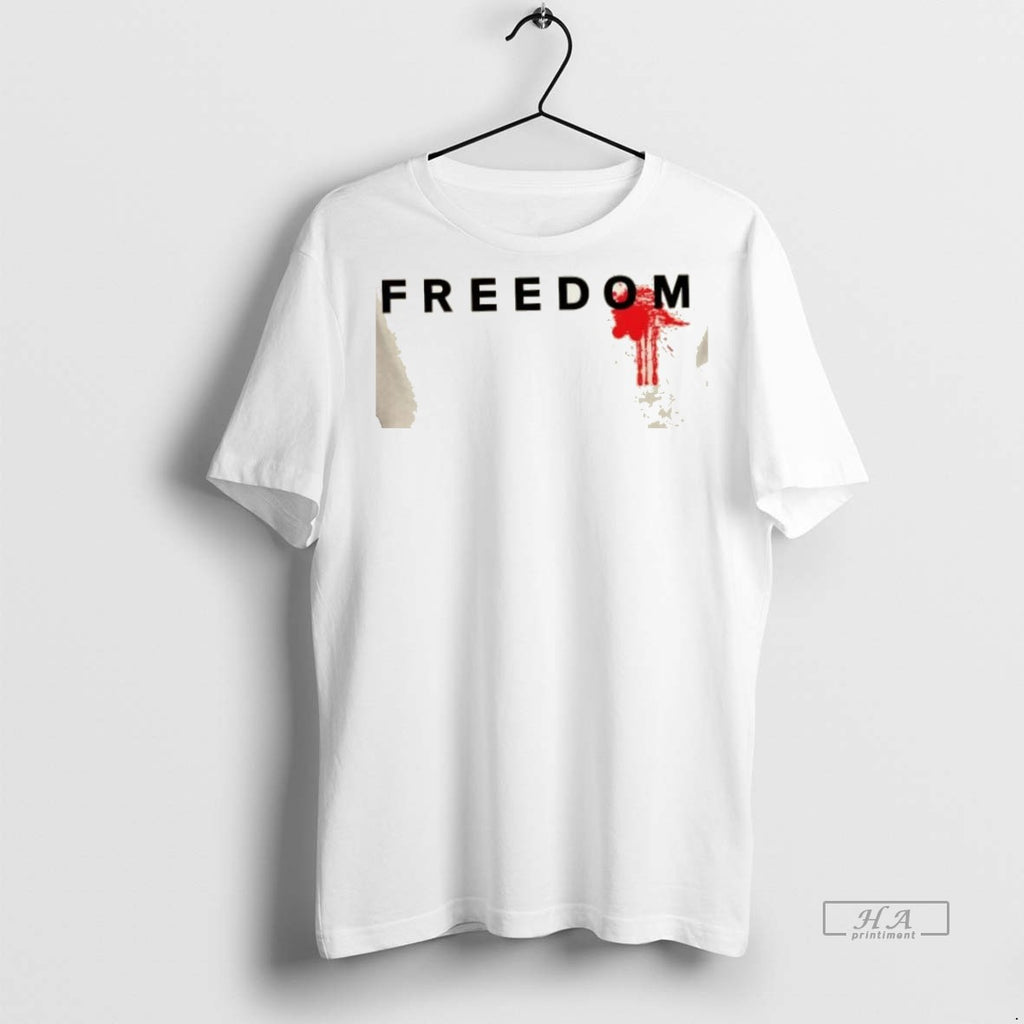 Trendy Official Freedom Blood Splatter Fight For Charlie Kirk Christian Faith Usa Tee Sweater