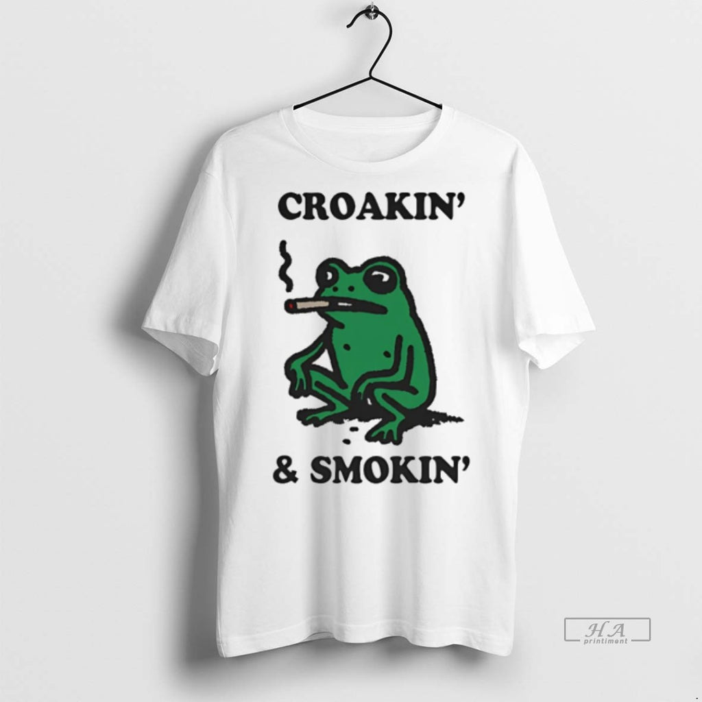 Trendy Official Frog Smoking Croakin And Smokin Cartoon Tee Sweater