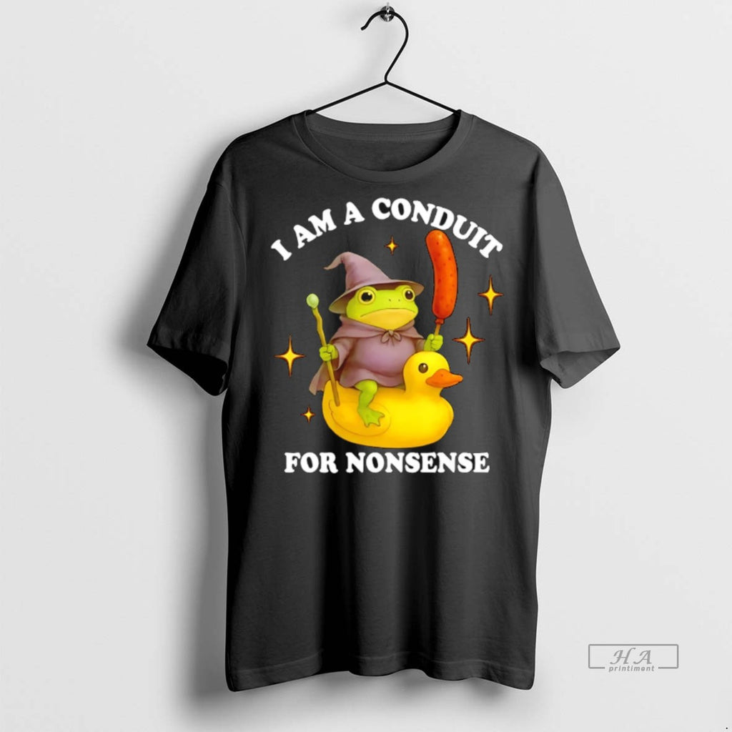 Trendy Official Frog Wizard Riding Duck I Am A Conduit For Nonsense Tee Sweater