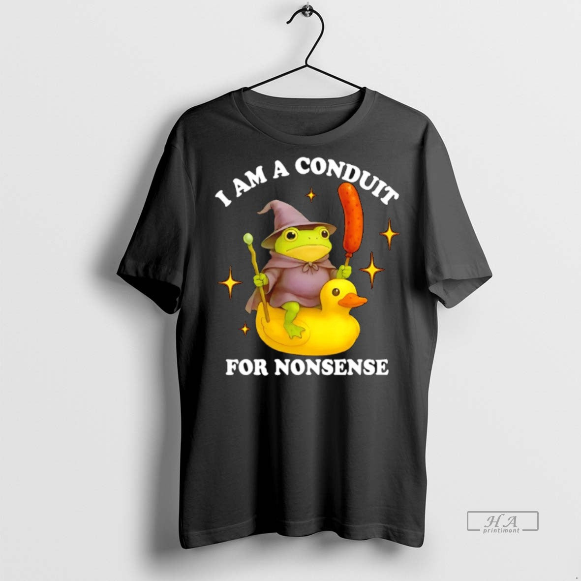Trendy Official Frog Wizard Riding Duck I Am A Conduit For Nonsense Tee Sweater