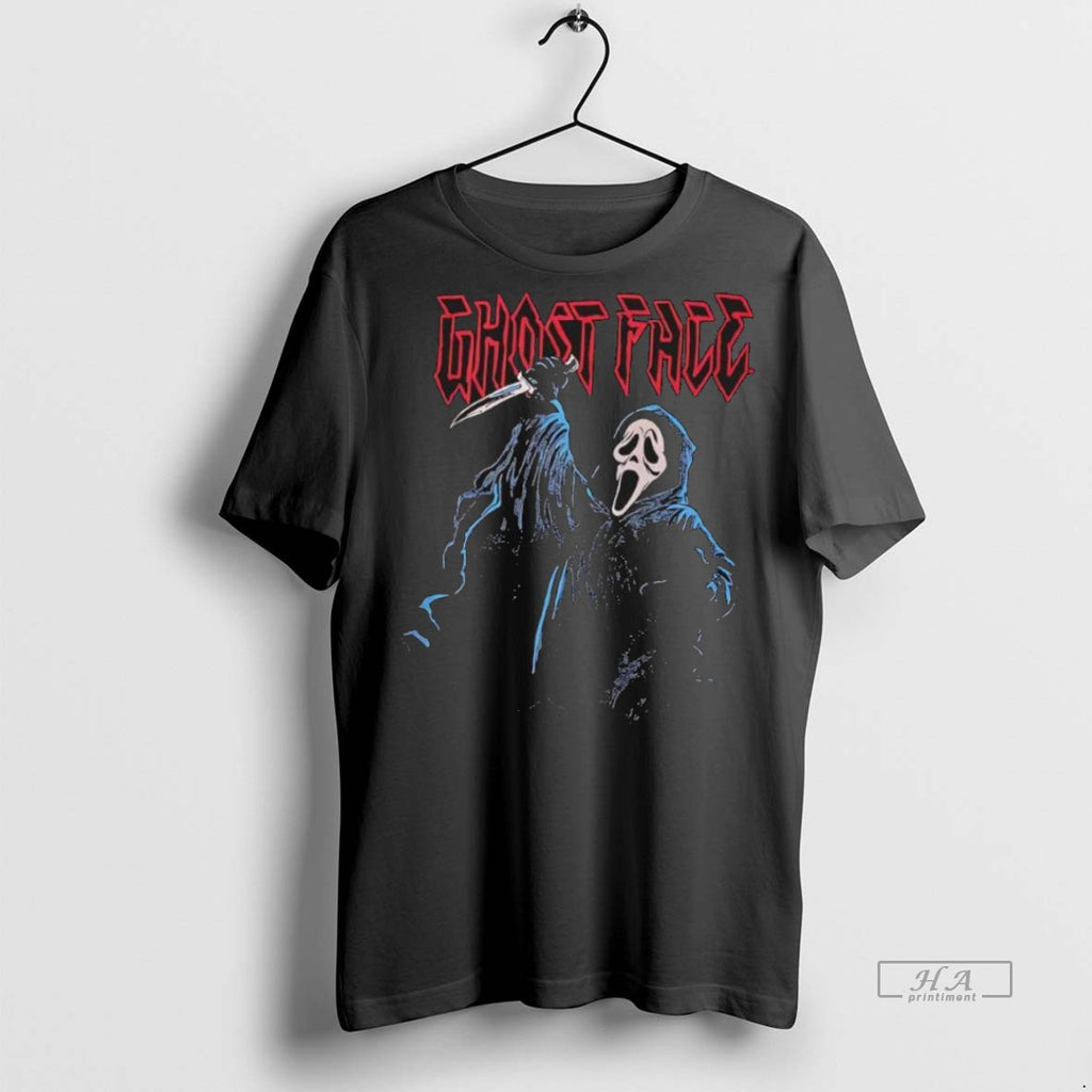 Trendy Official Ghost Face Jumbo Print Metal Graphic Tee Sweater