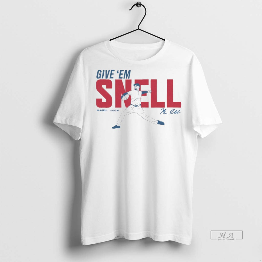 Trendy Official Give Em Snell Los Angeles Dodgers Blake Snell Slash Line Signature Tee Sweater