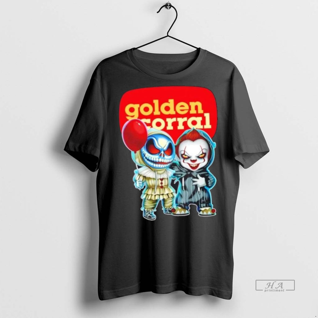 Trendy Official Golden Corral X Jack Skellington And Pennywise Happy Halloween Tee Sweater