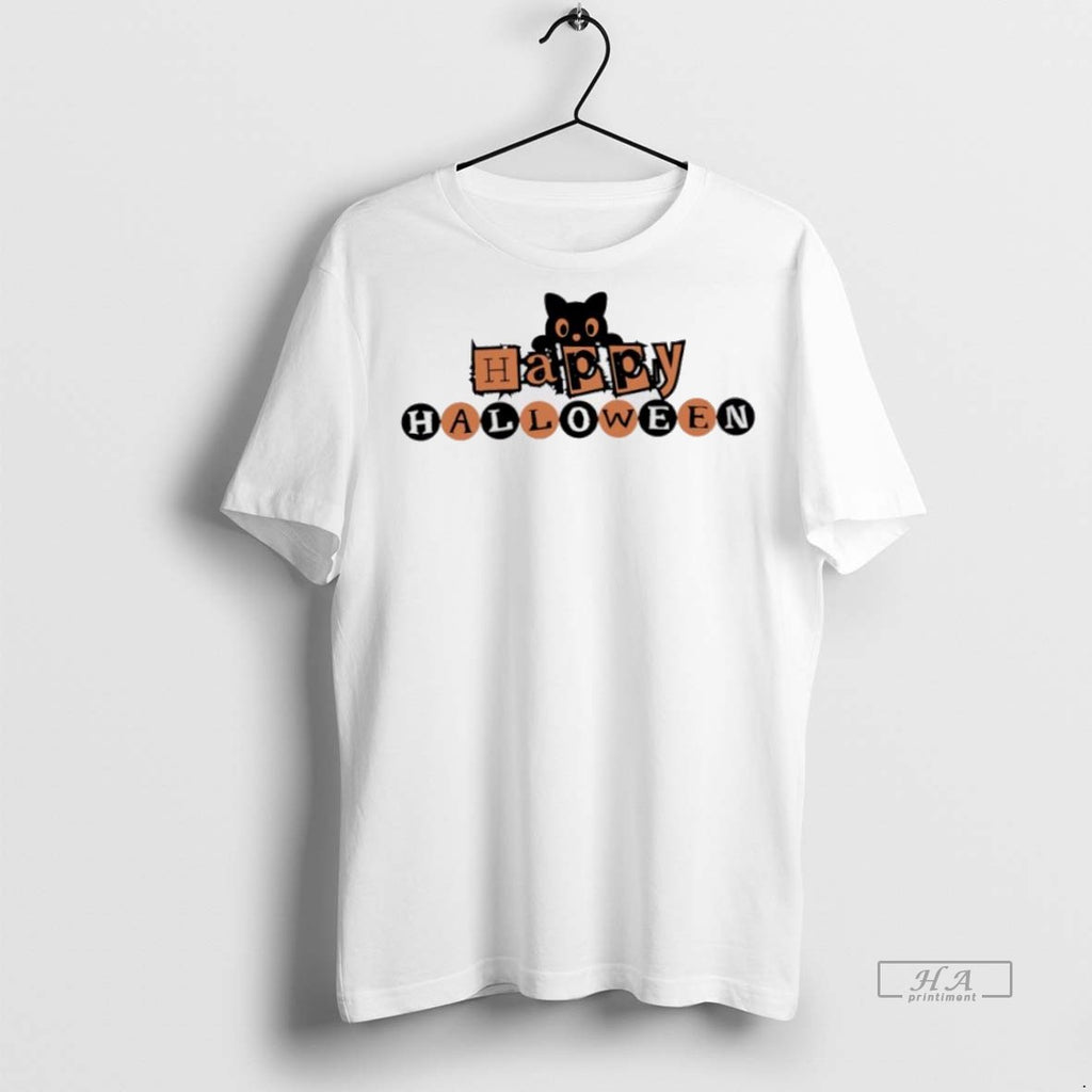Trendy Official Happy Halloween Cute Spooky Season Black Cat Tee Sweater