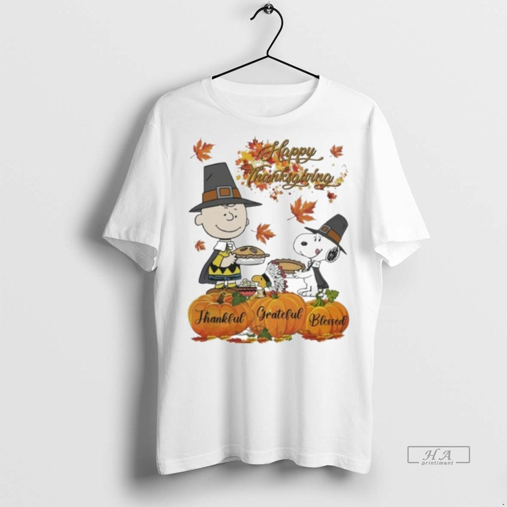 Trendy Official Happy Thanksgiving Peanuts Thankful Grateful Blessed Tee Sweater