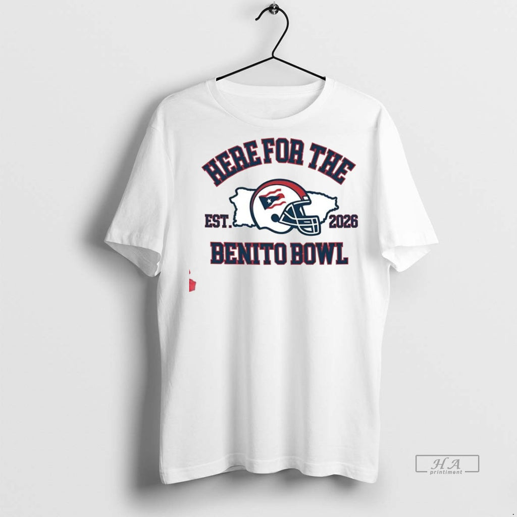 Trendy Official Here For The Benito Bowl Superbowl 2026 Helmet Tee Sweater