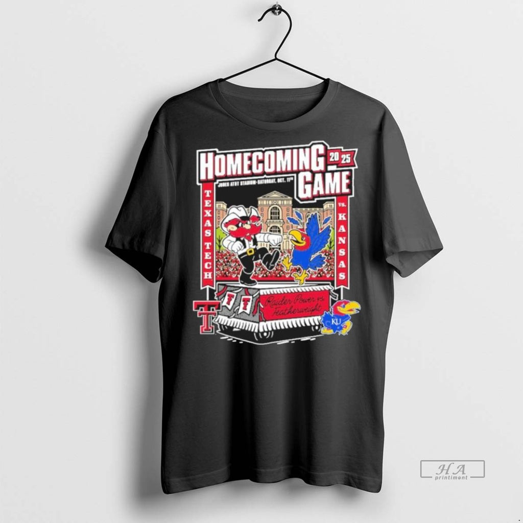 Trendy Official Homecoming Game 2025 Texas Tech Football Vs Kansas Jayhawks Tee Sweater