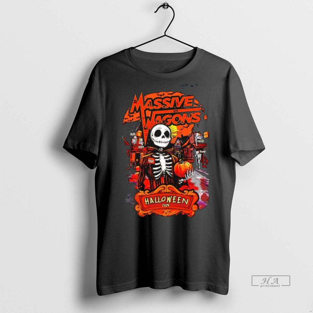 Trendy Official Massive Wagons Halloween 2019 Skeleton Pumpkin Tee Sweater