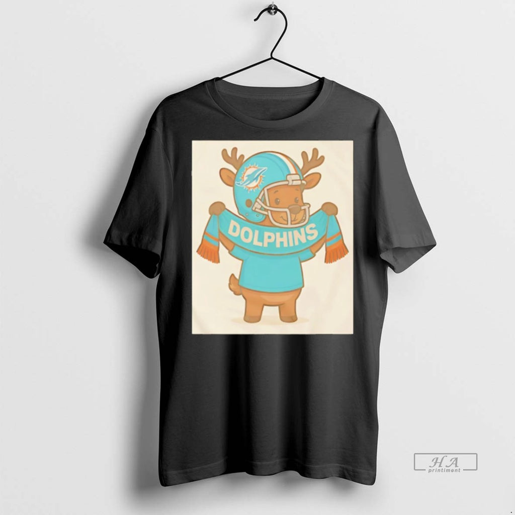 Trendy Official Miami Dolphins Reindeer Cute Christmas 2025 Tee Sweater