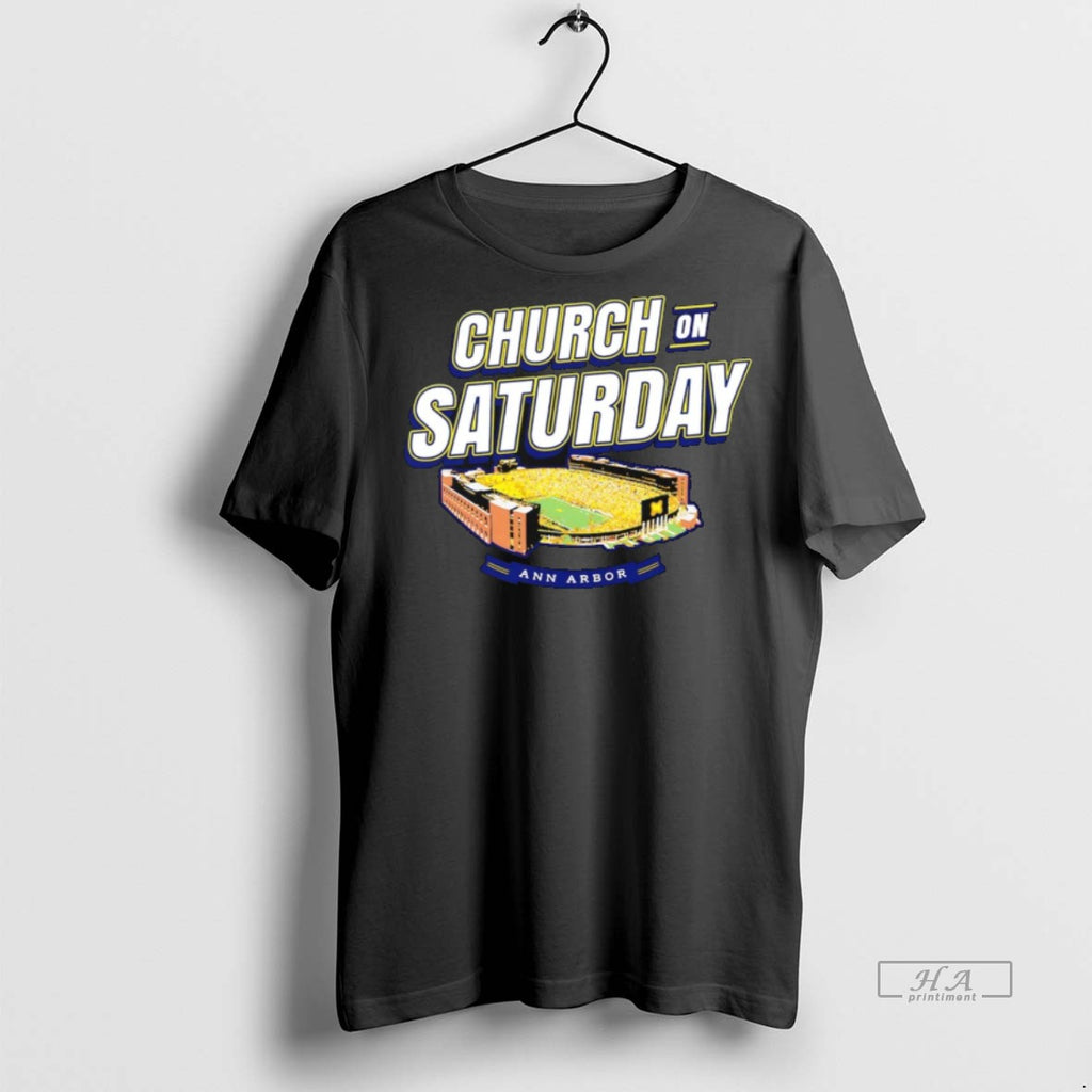 Trendy Official Michigan Wolverines Church On Saturday Stadium Tee Sweater