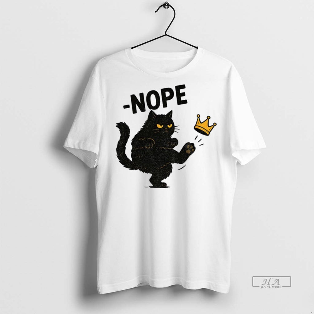 Trendy Official No Kings In America Nope Black Cat Kick Crown Anti Trump Tee Sweater