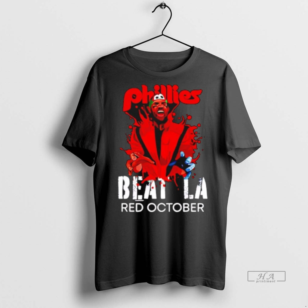 Trendy Official Philadelphia Phillies Beat La Baseball Red October Halloween Tee Sweater