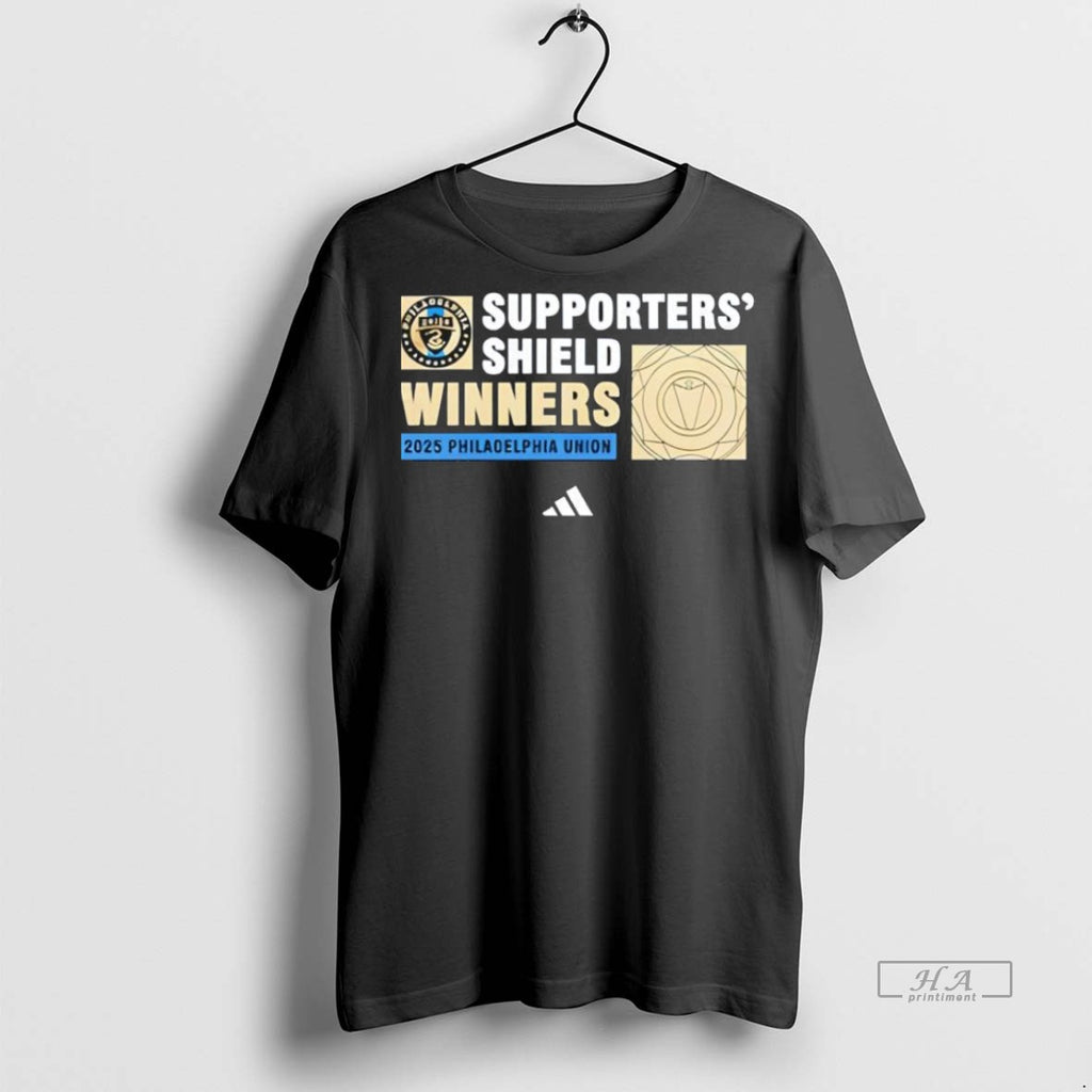 Trendy Official Philadelphia Unions 2025 Supporters Shield Winners Logo Tee Sweater