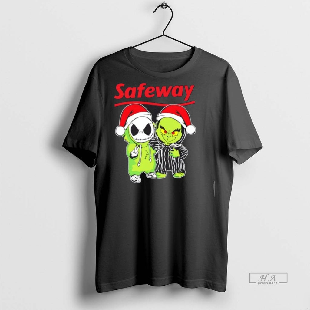 Trendy Official Safeway Merry Mischief Friends Jack Skellington And Grinch Tee Sweater