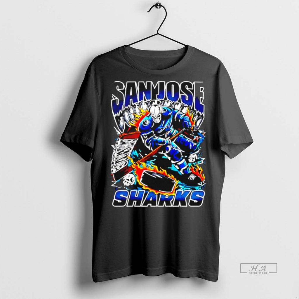Trendy Official San Jose Sharks Skeleton Player Graphic Tee Sweater
