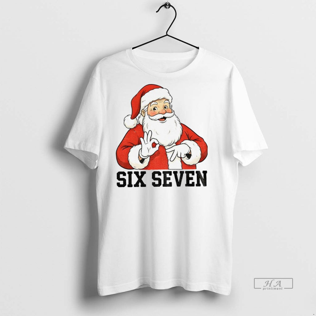 Trendy Official Six Seven Meme Christmas Santa Tee Sweater