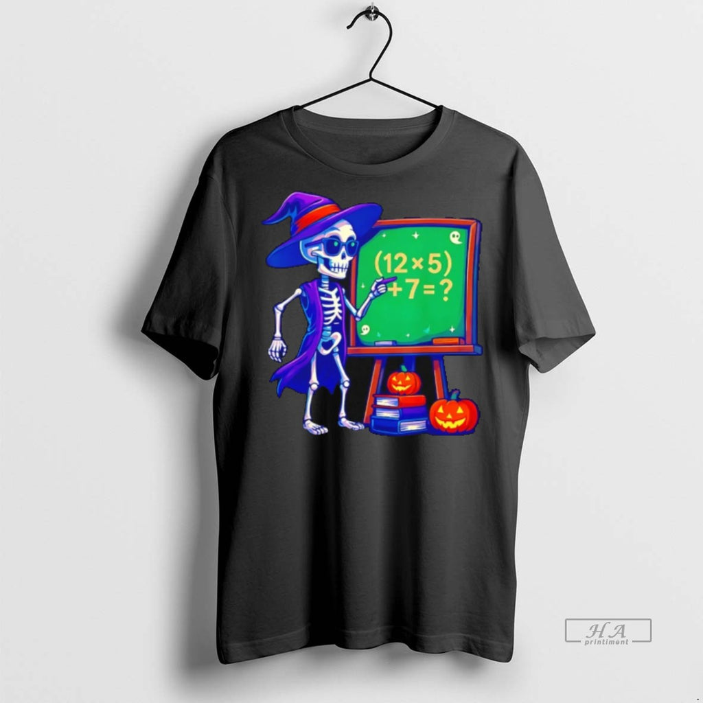 Trendy Official Teacher Halloween Skeleton Six Seven Meme Math Tee Sweater