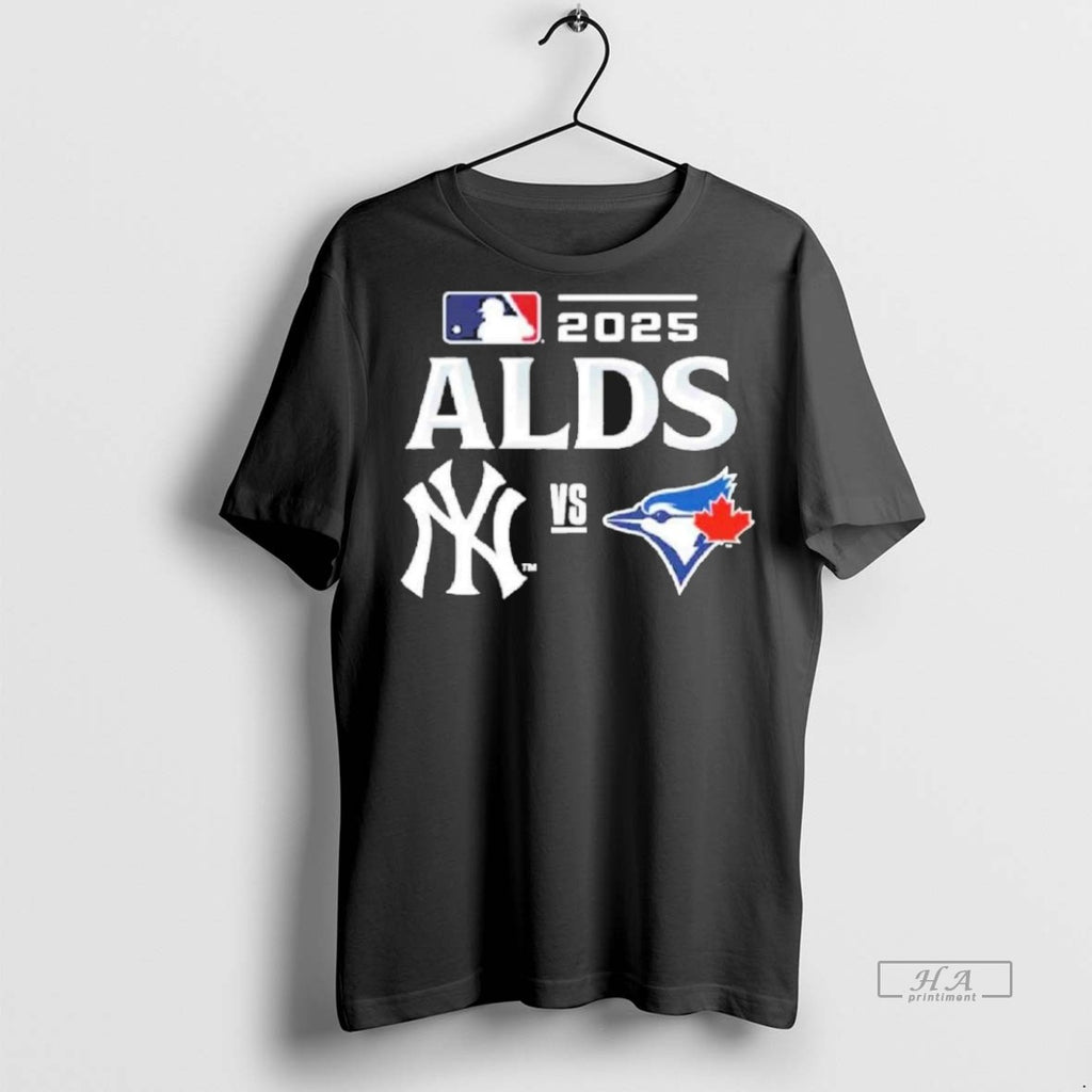 Trendy Official Toronto Blue Jays Vs New York Yankees 2025 Mlb Alds Matchup Logo Tee