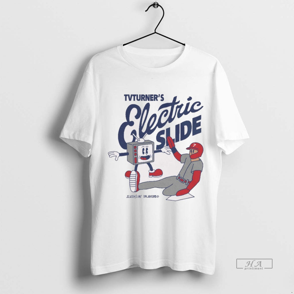 Trendy Official Trea Turner Tvturners Electric Slide Philadelphia Phillies Mlb Slash Line Signature Tee Sweater