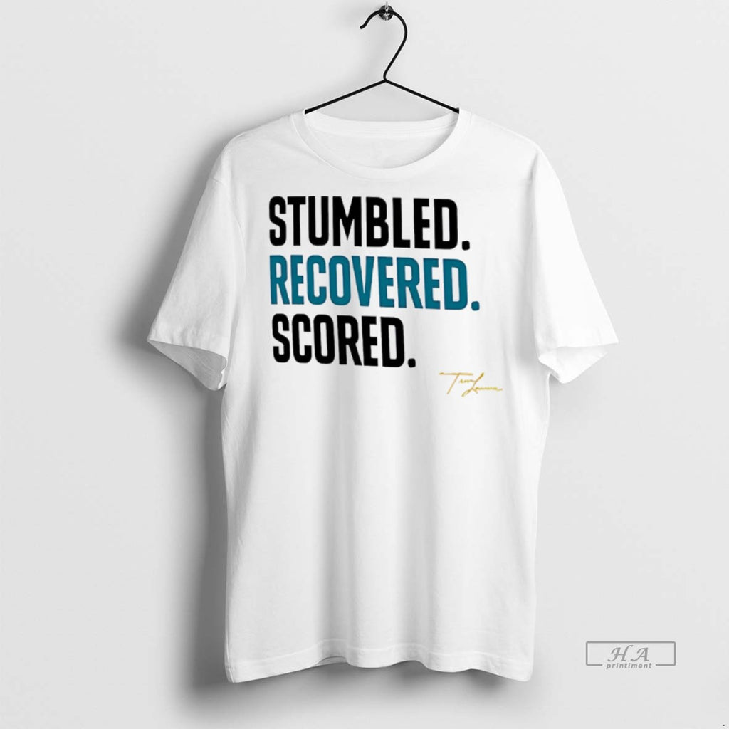 Trendy Official Trevor Lawrence Stumbled Recovered Scored Signature Tee Sweater