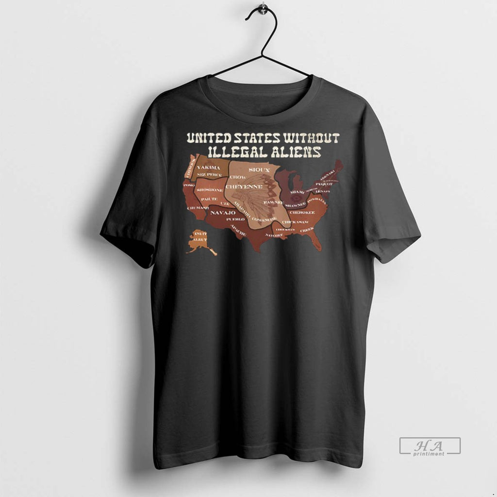 Trendy Official United States Without Illegal Aliens Native Land Map Indigenous Pride Abolish Ice Tee