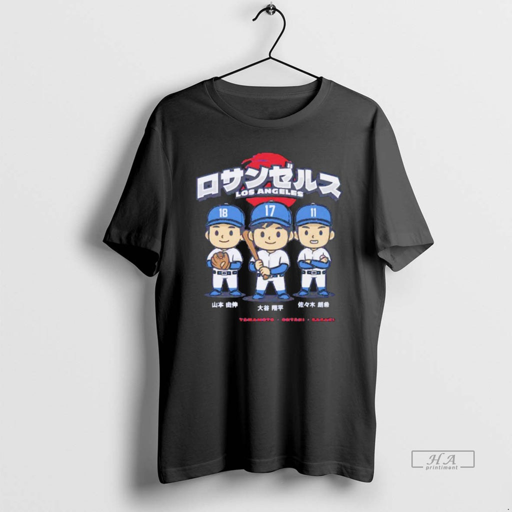 Trendy Ohtani Yamamoto Sasaki Los Angeles Dodgers Chibi Anime Blackshirt