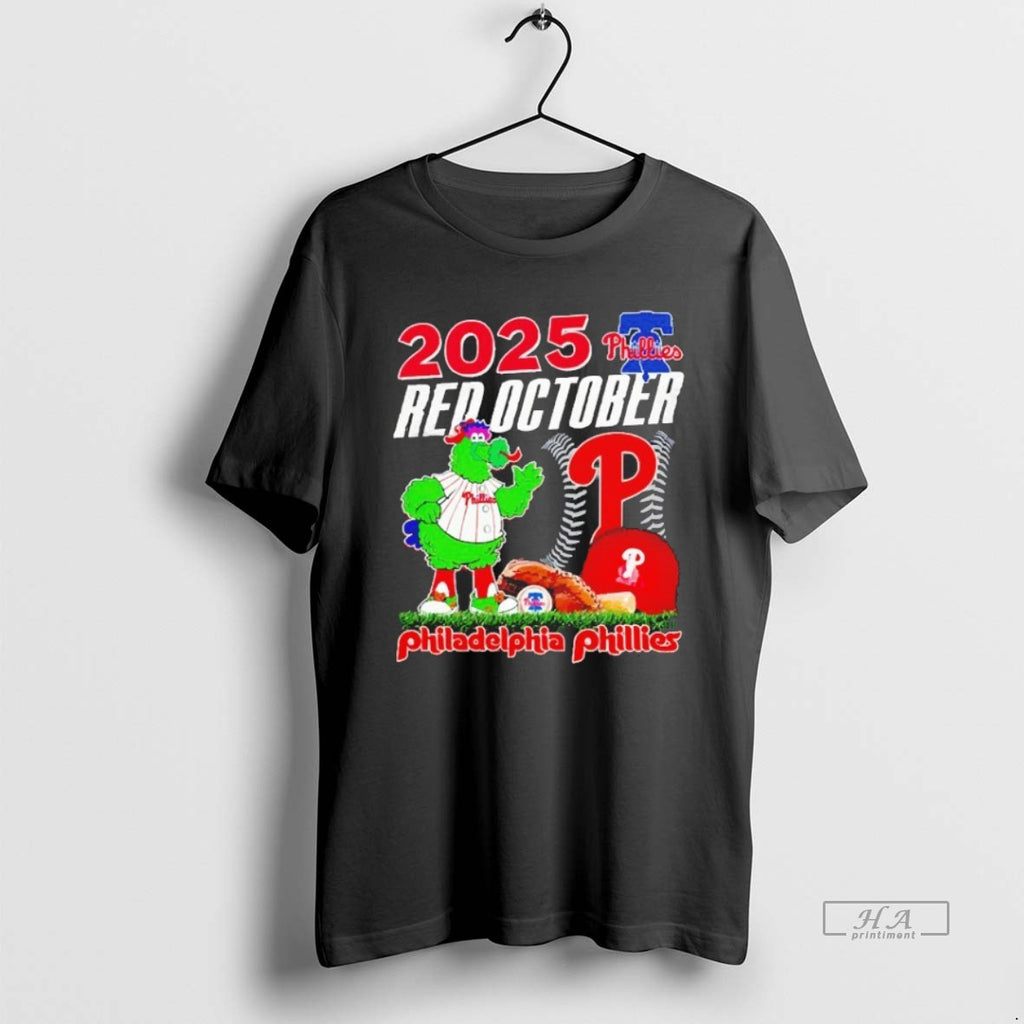 Trendy Philadelphia Phillies 2025 Red October Phanatic Mascot Blackshirt