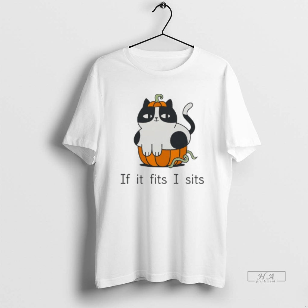 Trendy Pumpkin Cat If It Fits I Sits Halloween