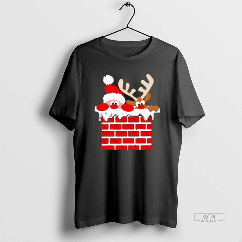 Trendy Santa Claus And Reindeer Merry Christmas