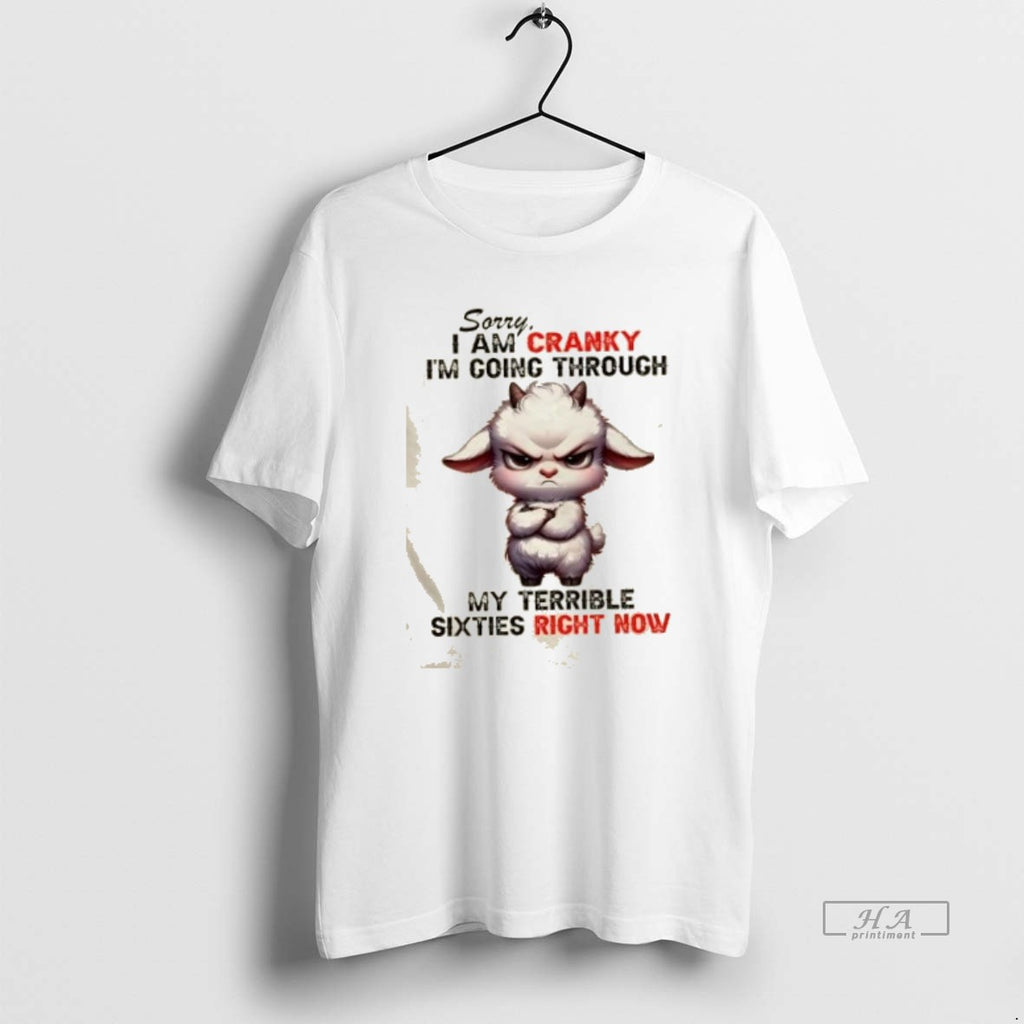 Trendy Sheep Sorry I Am Cranky Im Going Through My Terrible Sixties Right Now Tee