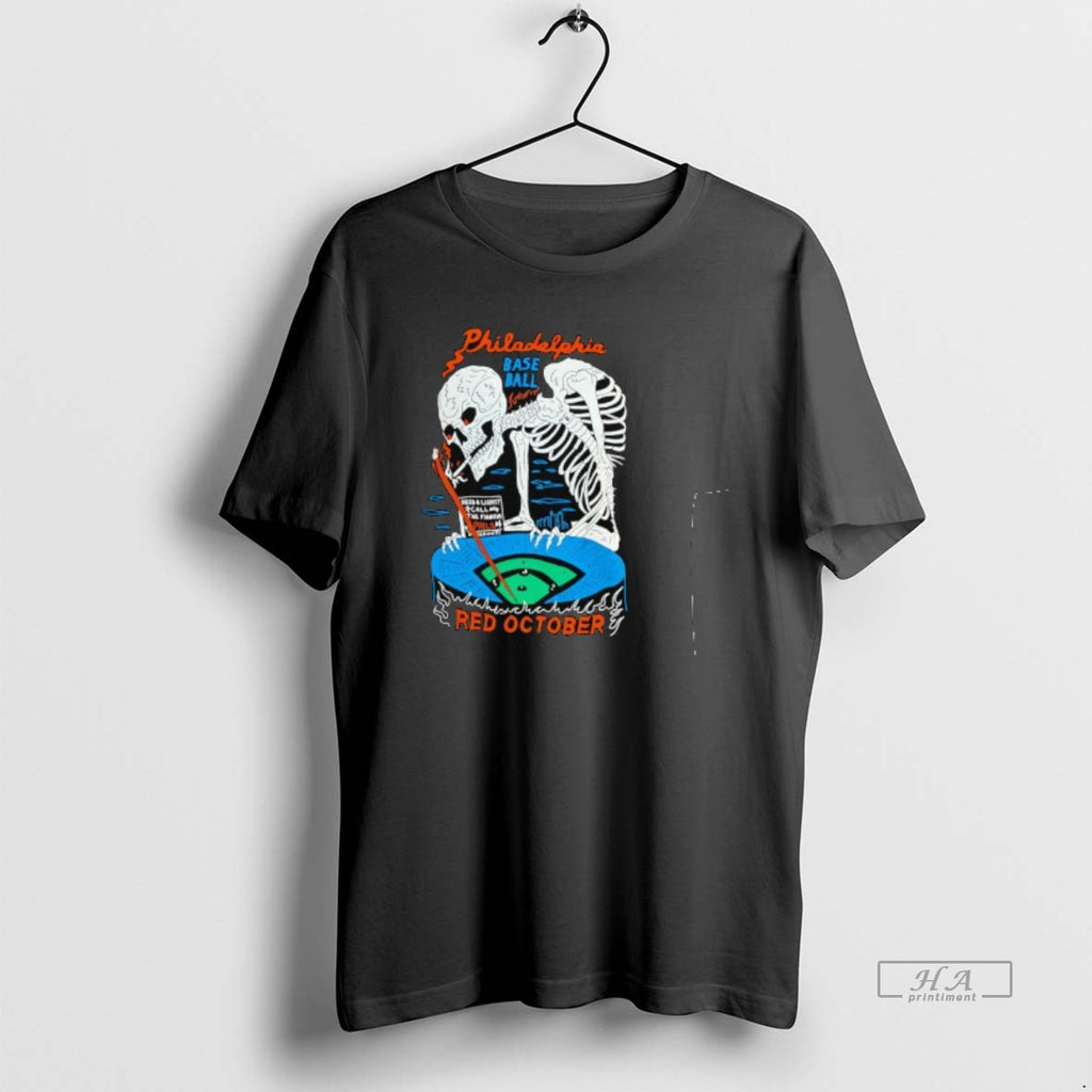 Trendy Skeleton Philadelphia Phillies Baseball Red October Halloween