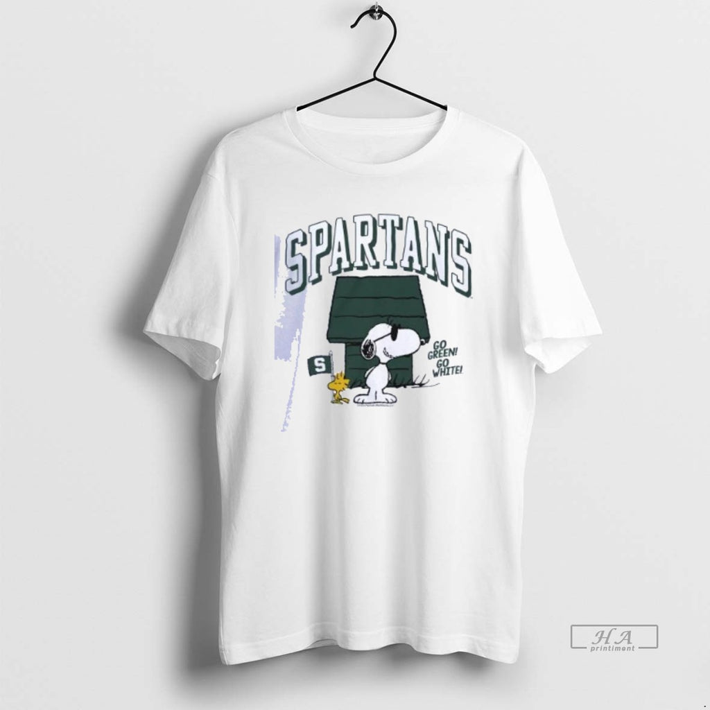 Trendy Spartans Go Green Go White Peanuts X Michigan State Joe College Shirts