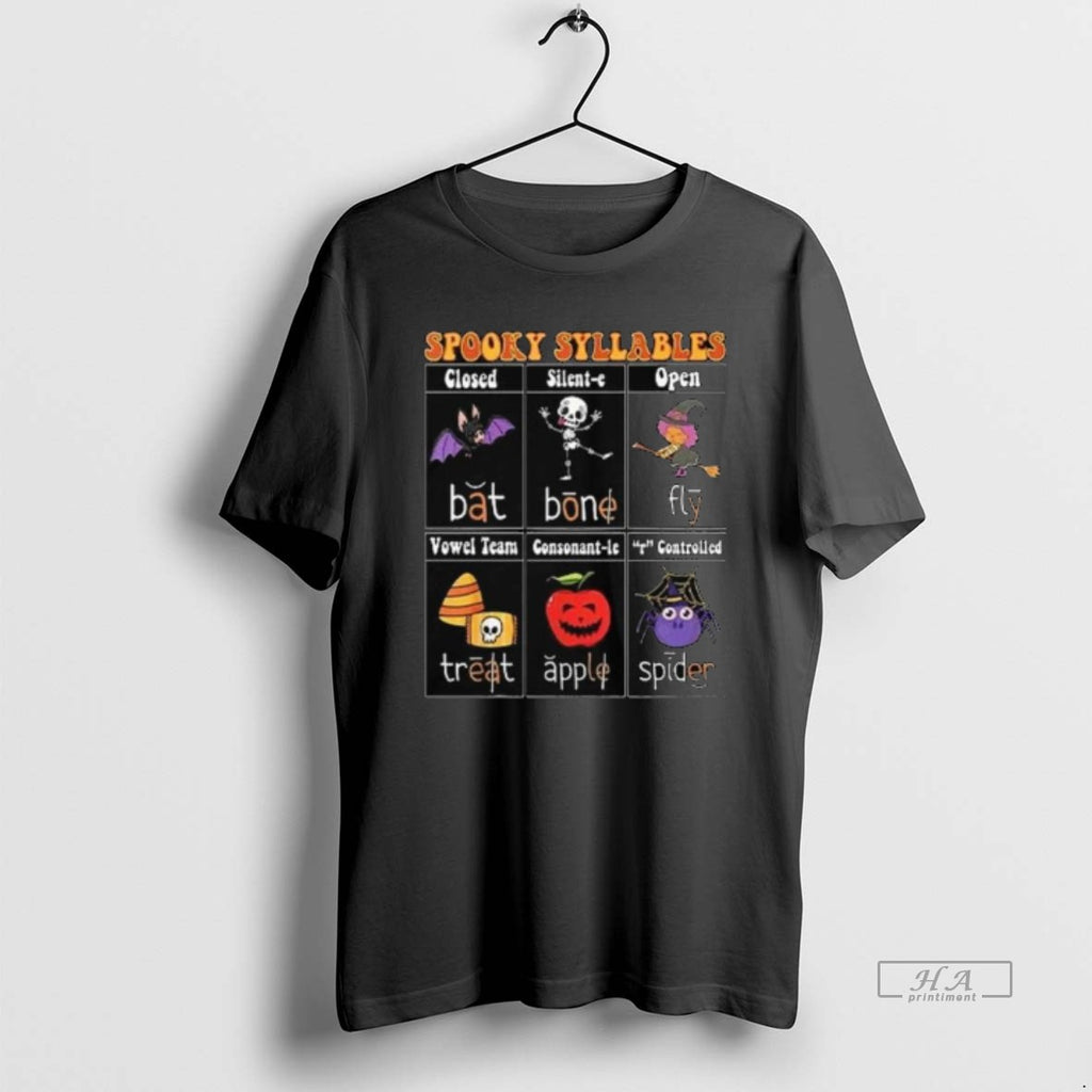 Trendy Spooky Syllables Teacher Funny Halloween Long Sleve