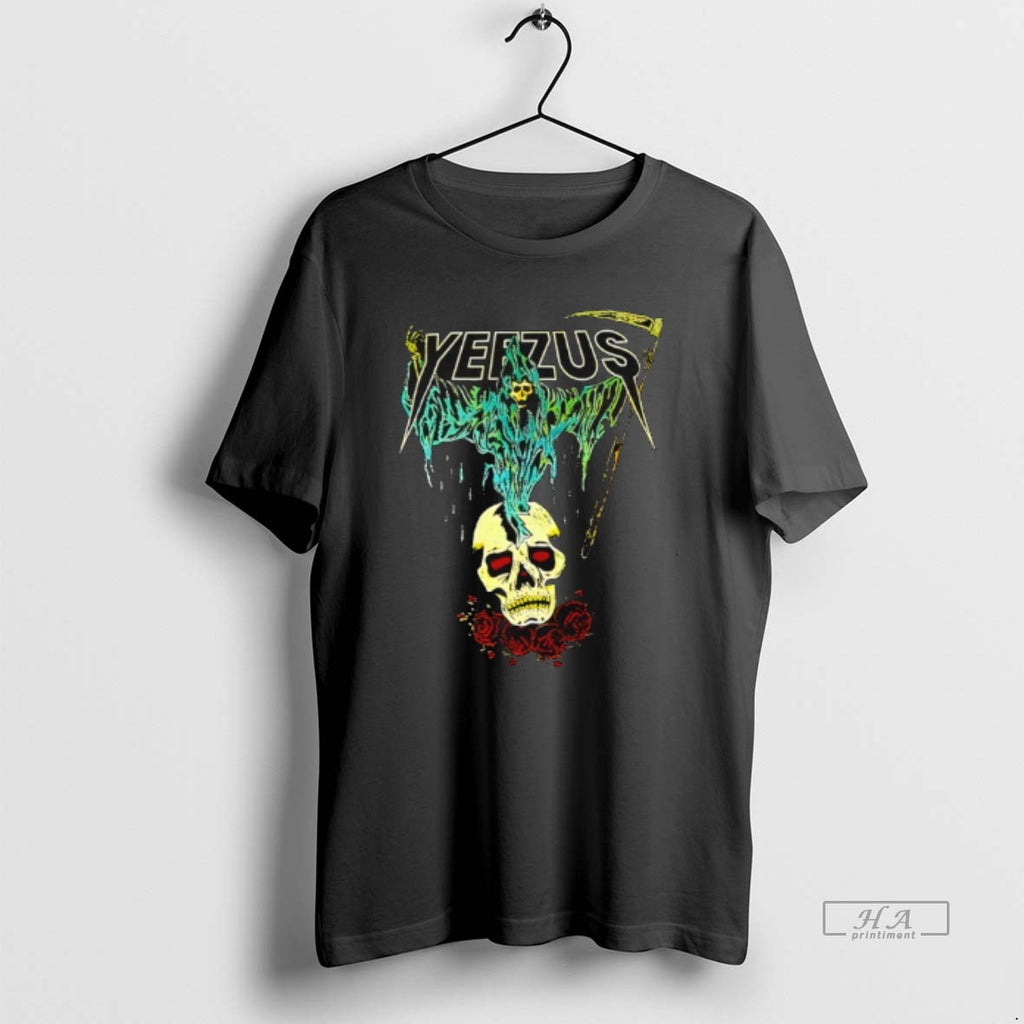 Trendy Tee Kanye West Ye Yeezus Grim Reaper Skull And Roses