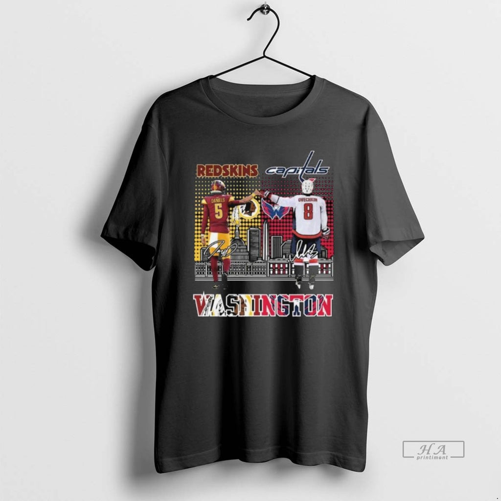 Trendy Washington Redskins And Capitals City Of Champions Signatures Long Sleve