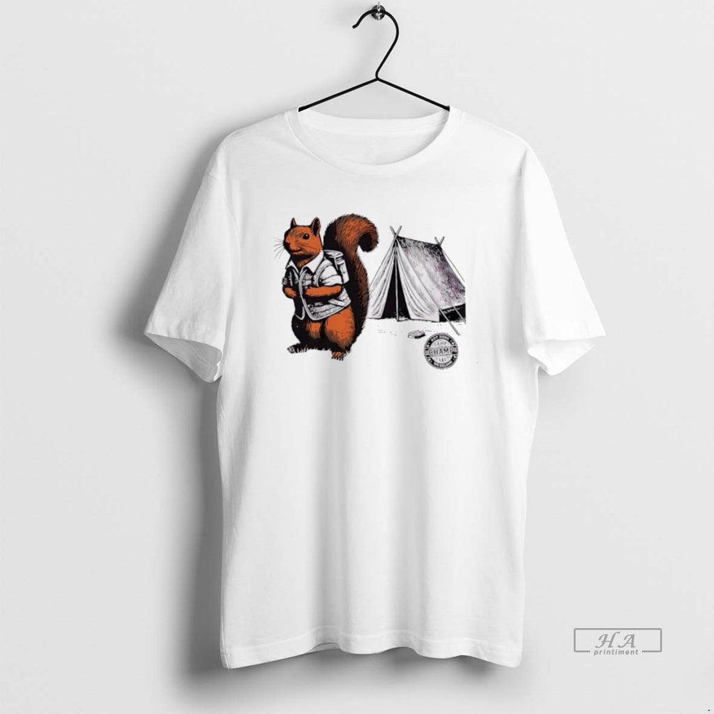 Trendy Whimsical Camping Squirrel Color Pop Adventure