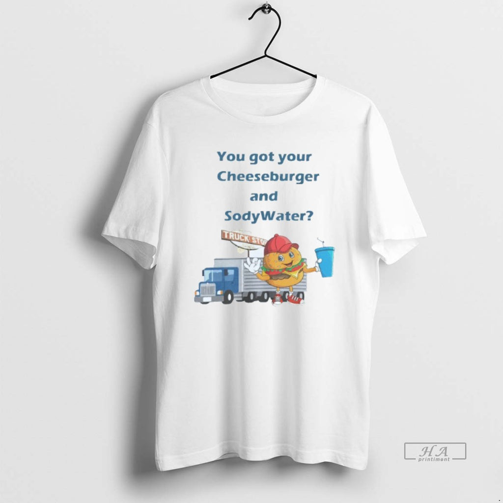 Trendy You Got Your Cheeseburger And Soda Water Truck Stop Mens White Tee