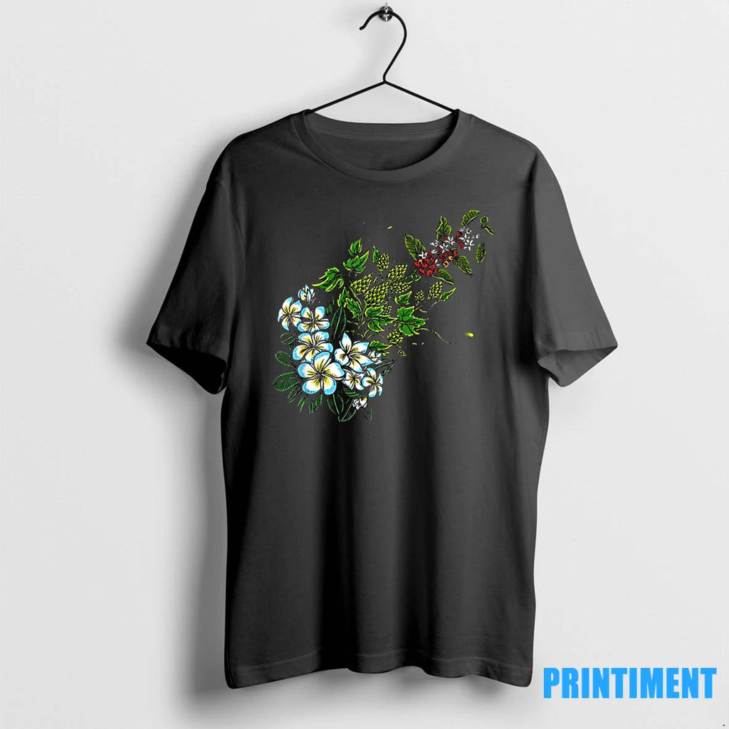 Tropical Plumeria Blossoms Green Hops Coffee Cherries Tshirts Sweater