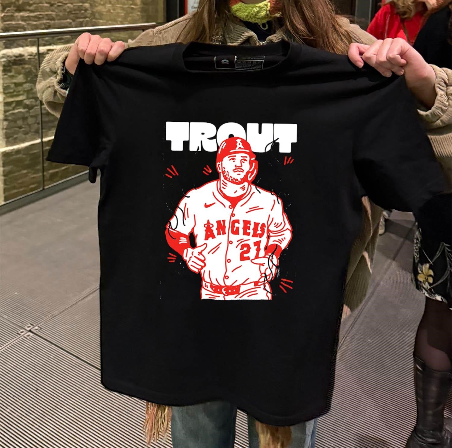 Trout Angels 27 Baseball Player Sport Illustration shirt
