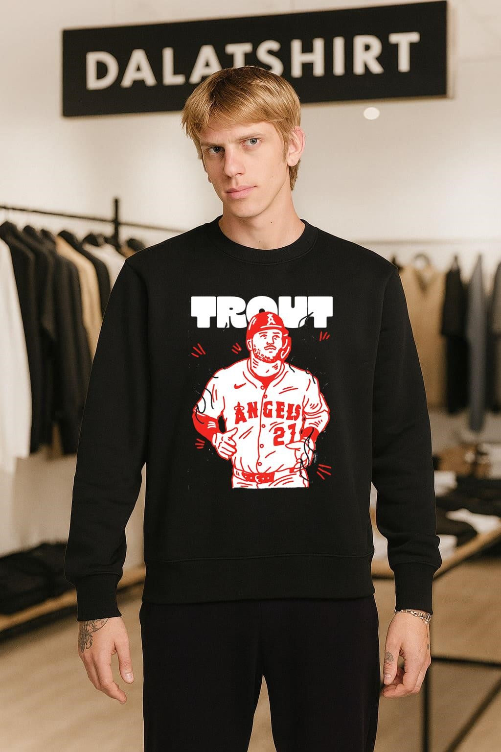 Trout Angels 27 Baseball Player Sport Illustration shirt
